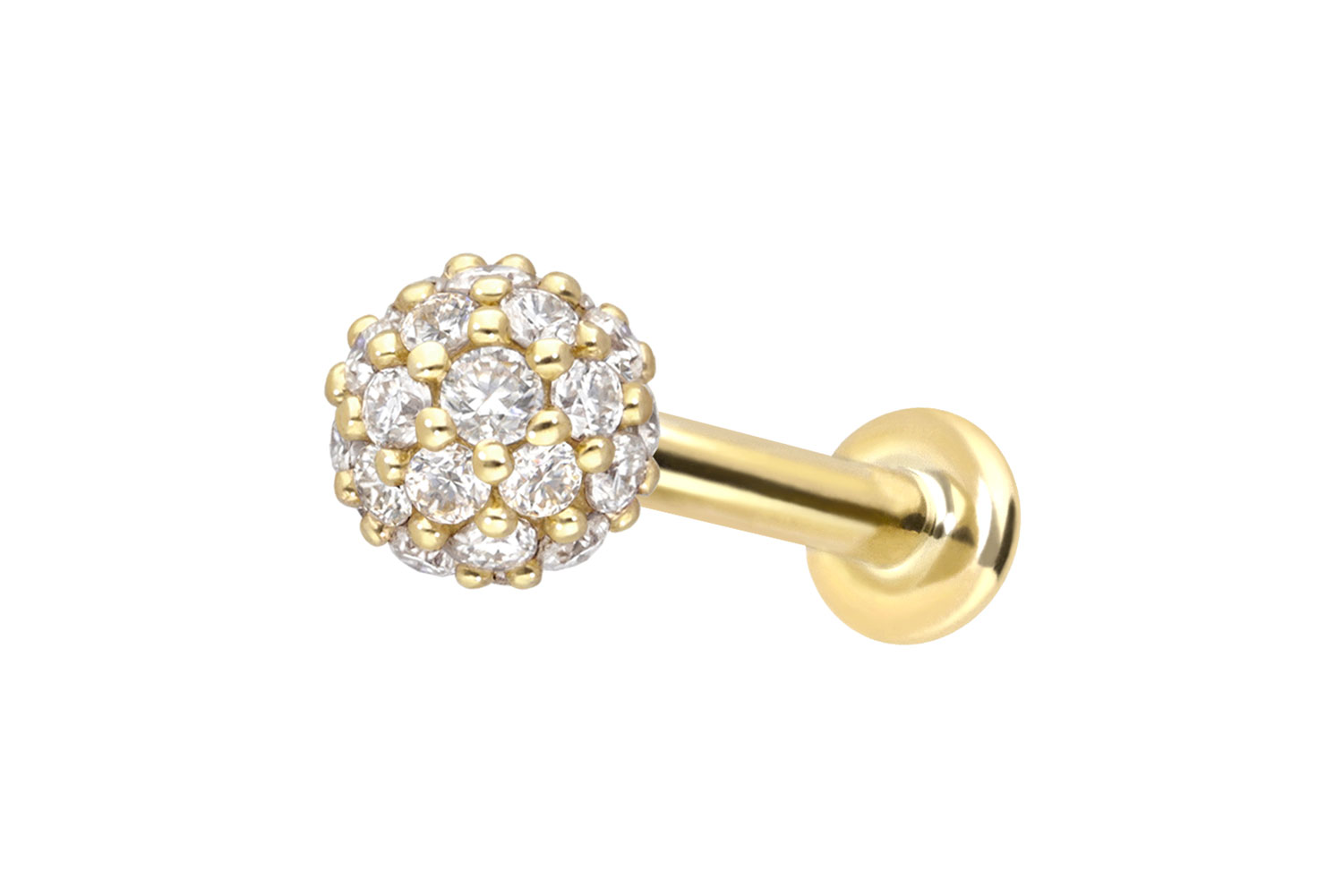 14 Karat Gold Labret Piercing mit Push Fit MULTI-MOISSANIT